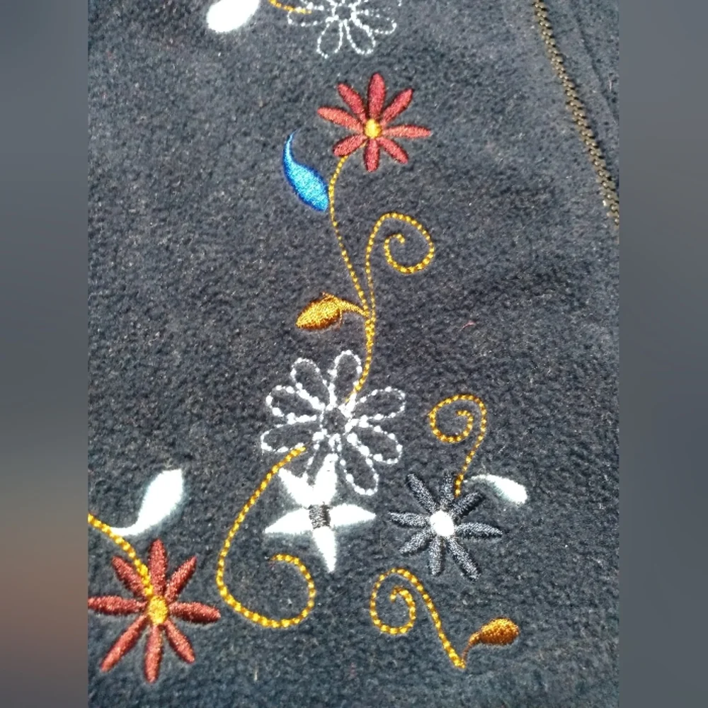 Retro Penningtons Navy Blue Shacket, Size 5X, Zipper Closure, Flower Emb… - Picture 11 of 13